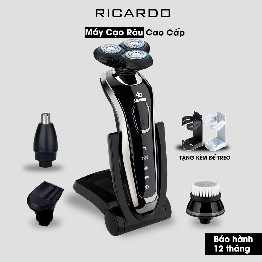 Máy cạo râu 4d shaver chống nước 3 đầu cầm tay cao cấp có đầu thay thế MCR02