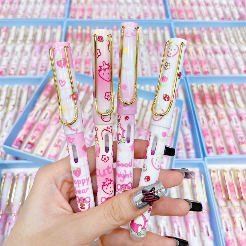 Bút Máy Gấu Dâu LOTSO Gắn Ống Mực Bôi Được - 1 Cây