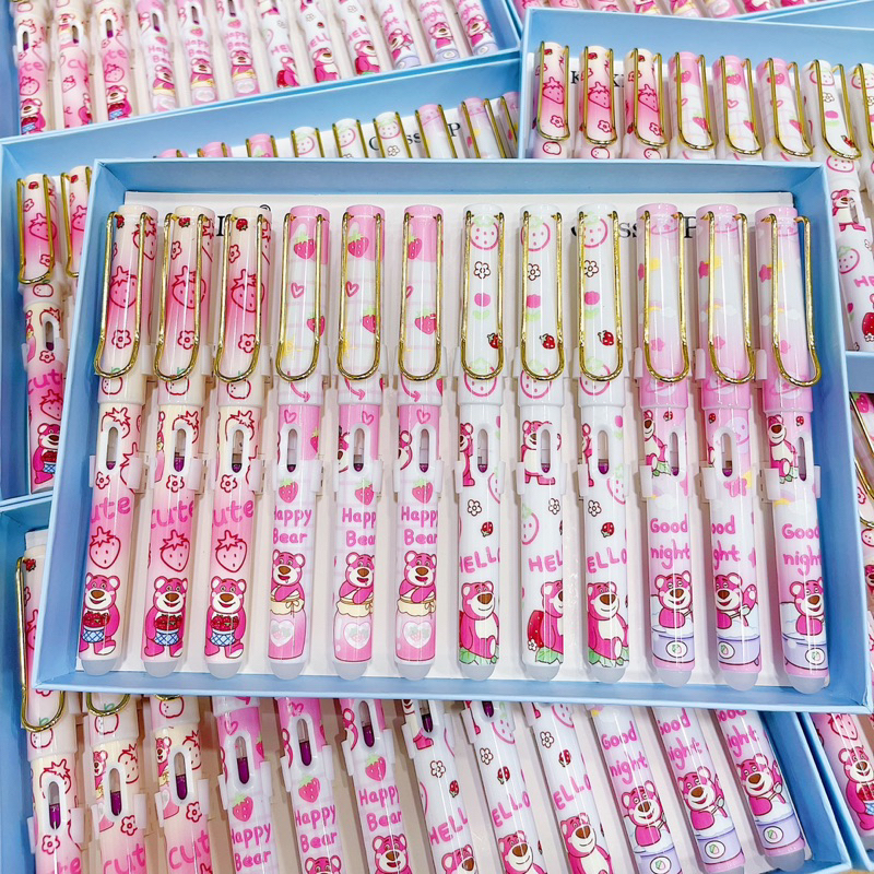 Bút Máy Gấu Dâu LOTSO Gắn Ống Mực Bôi Được - 1 Cây