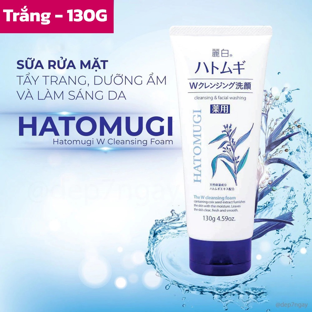 Sữa rửa mặt Hatomugi chiết xuất ý dĩ Moisturizing & Facial Washing 170g làm sáng da sạch bụi bẩn Nhật Bản