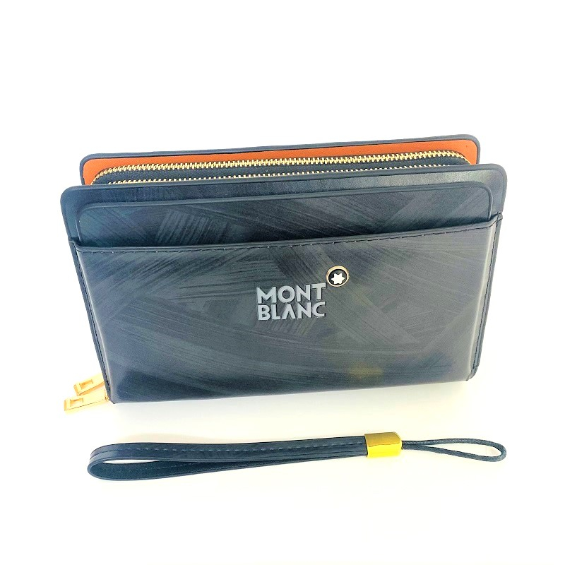 Ví cầm tay nam Mont.blanc cao cấp, size 22 cm, bóp nam da bò kẹp nách khóa đồng, kèm dây cầm tay tay tiện lợi (202-02)
