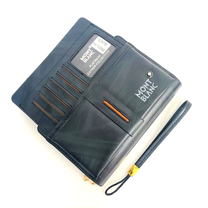 Ví nam cao cấp cầm tay công sở, bóp nam Mont.blanc khóa đồng kiểu dáng sang trọng,clucth nam kẹp nách 202-01