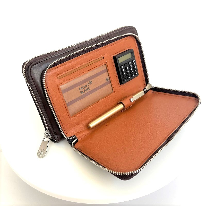 Ví cầm tay nam Mont.blanc phiên bản gắn máy tính tặng kèm bút ký cao cấp, clutch nam kẹp nách, bóp da kèm dây cầm tay