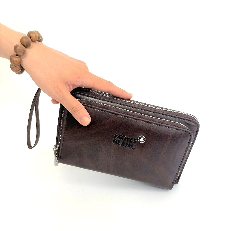 Ví cầm tay nam Mont.blanc phiên bản gắn máy tính tặng kèm bút ký cao cấp, clutch nam kẹp nách, bóp da kèm dây cầm tay