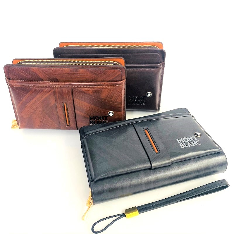 Ví nam cao cấp cầm tay công sở, bóp nam Mont.blanc khóa đồng kiểu dáng sang trọng,clucth nam kẹp nách 202-01