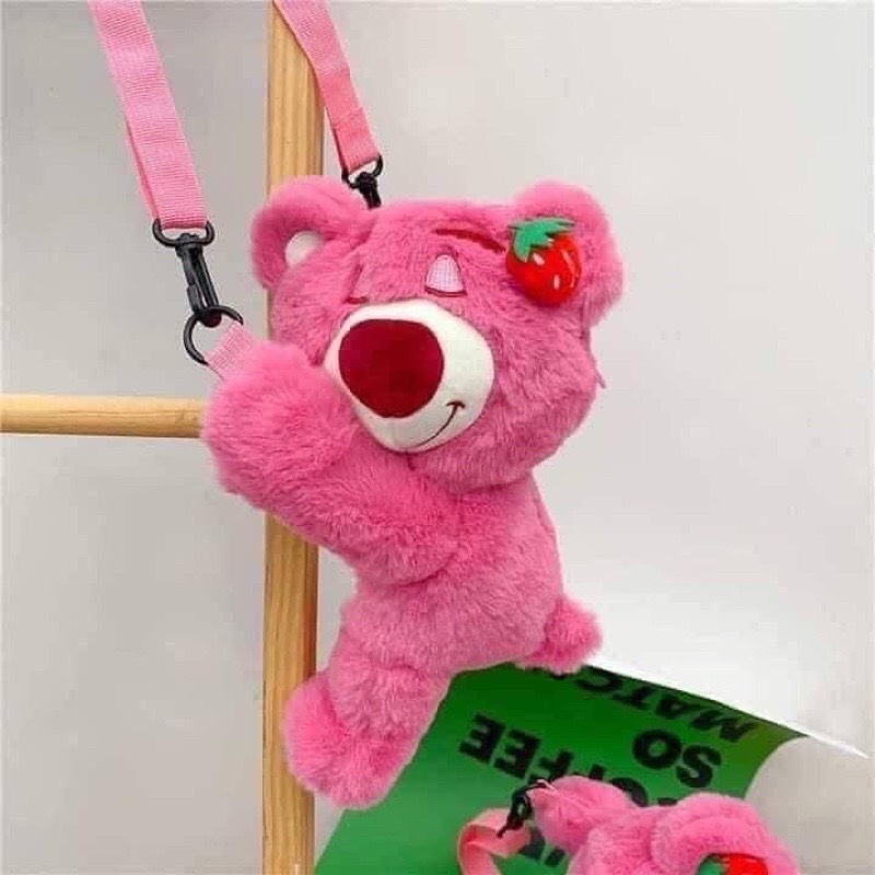 Túi gấu dâu lotso cute, balo gấu hồng dễ thương hottrend 2023