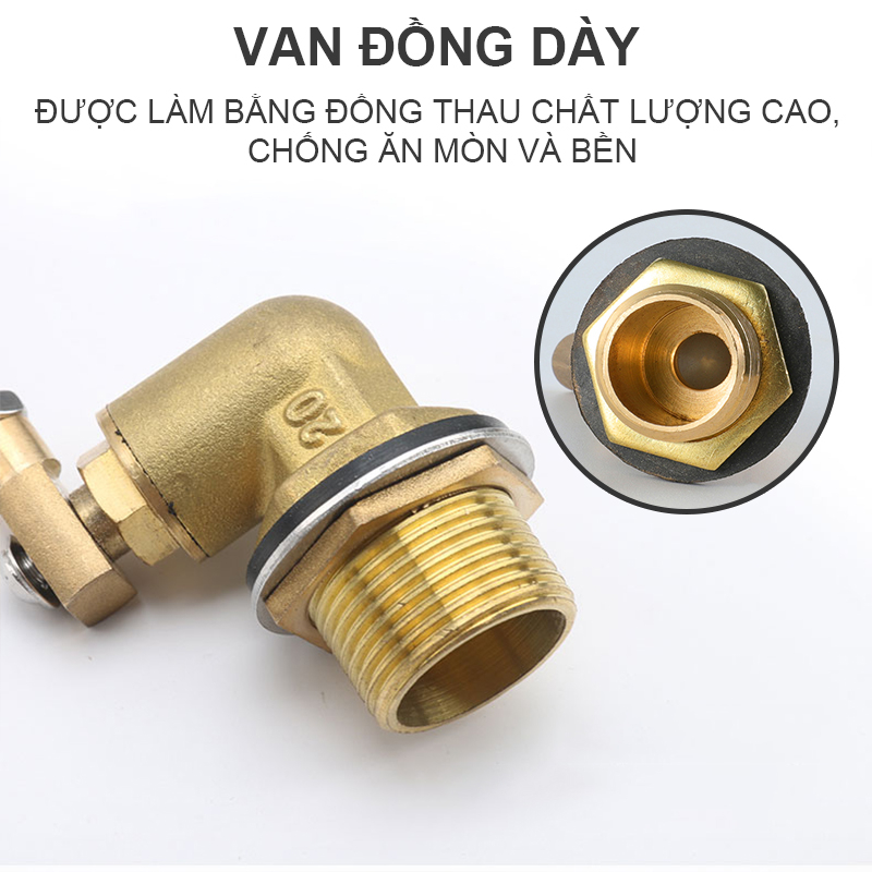 Phao cơ inox,tự động ngắt nước khi nước đầy bồn, chống tràn nước,21mm,27mm,34mm