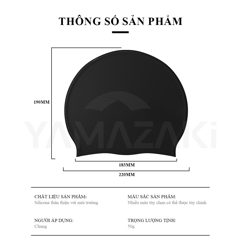 YAMAZAKI Mũ bơi người lớn cao cấp chất liệu 100% silicon nón bơi thích hợp cho nam/nữ mũ bơi silicon