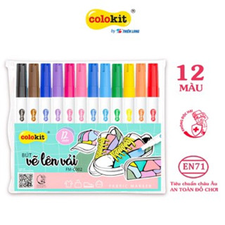  Bút vẽ lên vải 12 màu Fabric Marker Thiên Long Colokit FM-C002 