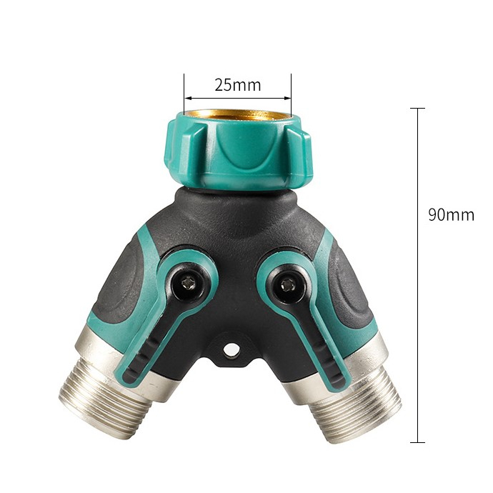 Đầu chia vòi nước, van chữ Y chia 2 đường nước có van khoá ren 27mm kim loại chất lượng cao