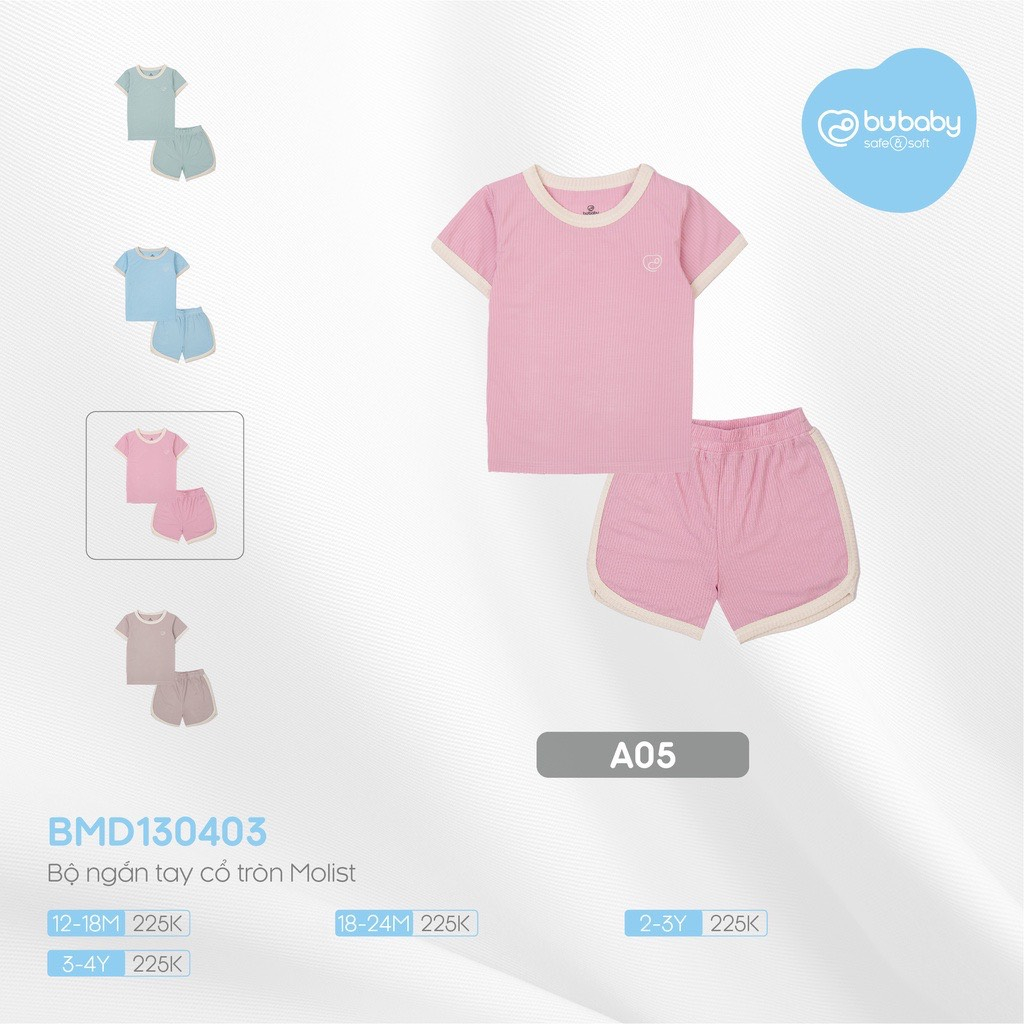 Bu Baby 2023 - Bộ ngắn tay cổ tròn nhiều màu cho bé Molist BMD130403