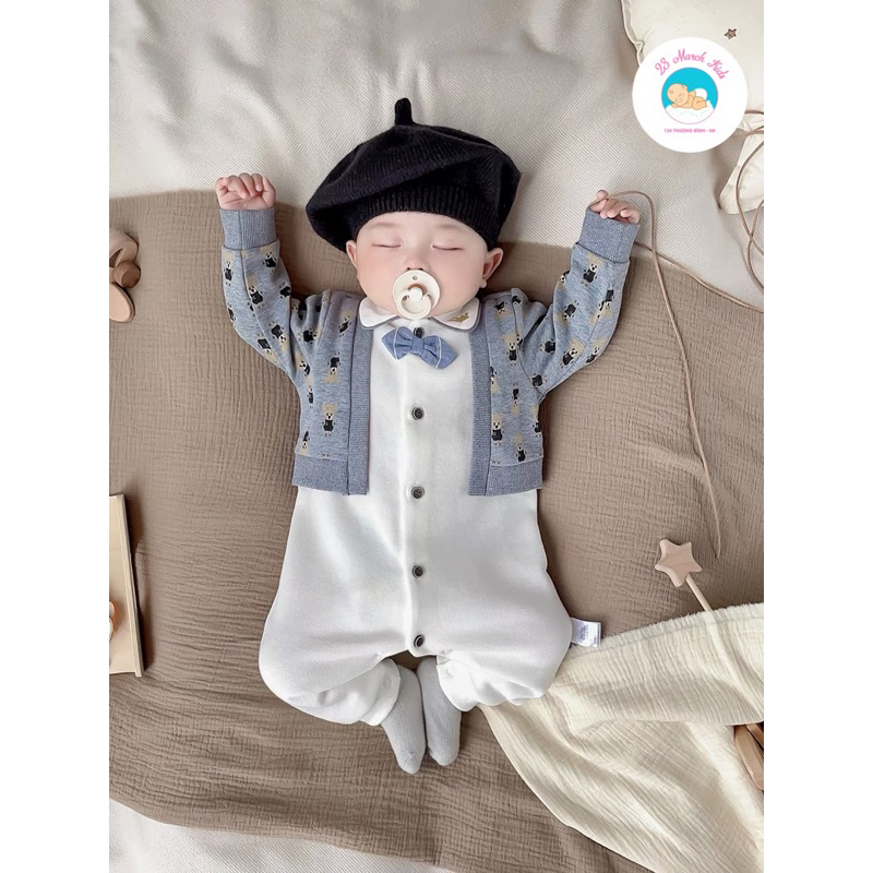 Body công tử trắng gấu nơ xanh hàng vlinder cao cấp