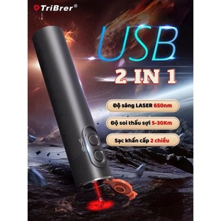 Bút soi quang pin sạc chính hãng tribrer 15km / 20km / 30km 1800mah + ánh sáng laser đỏ cực