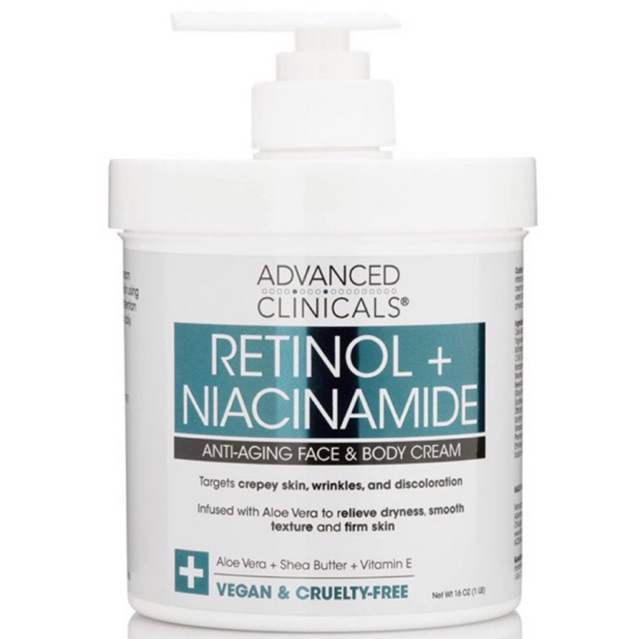 Retinol+Niacinamide phục hồi nếp nhăn, mịn sáng, lỗ chân lông Advanced Clinicals size spa 454g
