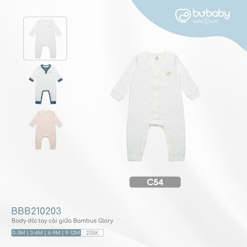 Body dài tay sợi tre Bambus Bu baby cho bé sơ sinh đến 10kg