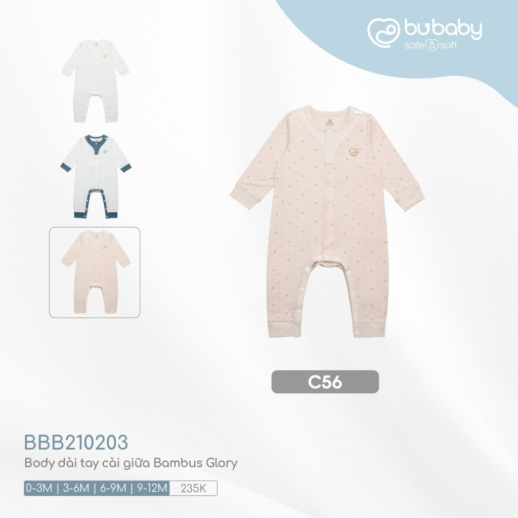 Body dài tay sợi tre Bambus Bu baby cho bé sơ sinh đến 10kg