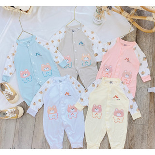 Body dài tay cài giữa vải thun mỏng mềm mịn cho bé 0-9m (3-9kg)