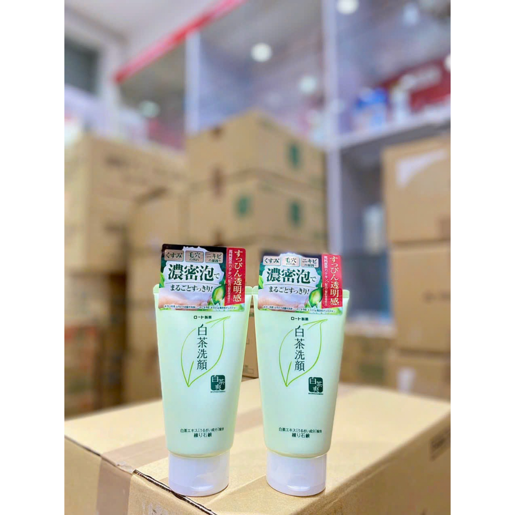 Sữa rửa mặt trà xanh Rohto Shirochasou Nhật Bản 120g cho da dầu mụn (Mẫu mới thay đổi team seal)