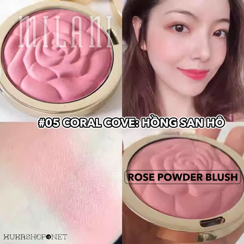 Phấn Má Hồng Milani Rose Powder Blush 17g thiết kế đơn giản, tiện lợi kiềm dầu chống nước