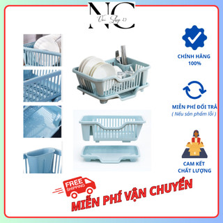 Khay nhựa úp chén bát ráo nước Việt Nhật, Giá úp bát đĩa có ống đũa đa năng kèm khay hứng thoát nước