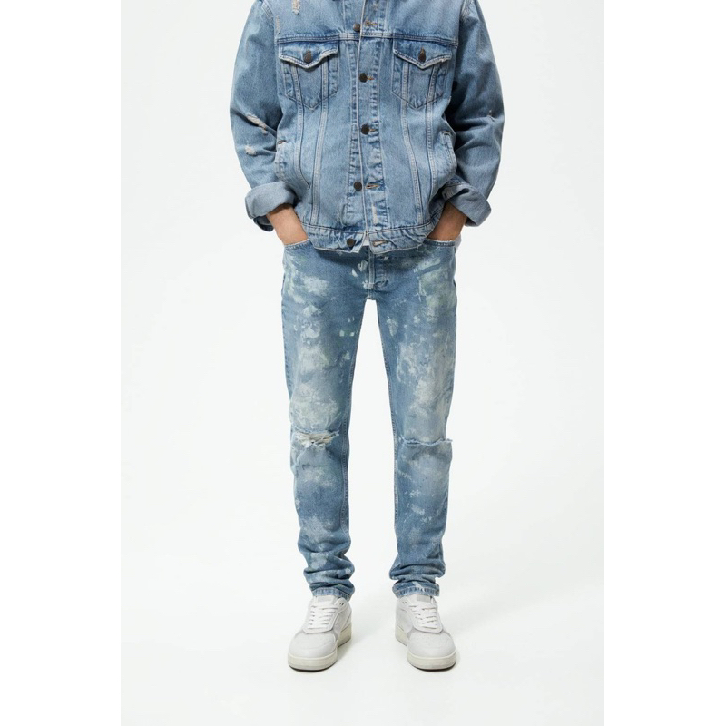 Quần jean xanh Zara authentic PAINT SPLATTER size 30
