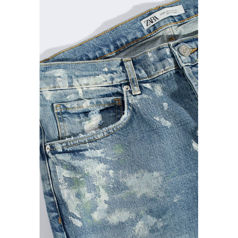 Quần jean xanh Zara authentic PAINT SPLATTER size 30