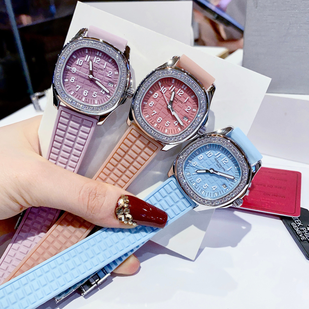 Đồng Hồ Nữ Patek Aquanaut Màu Mới - Dây Cao Su , Máy Pin, Size 34mm