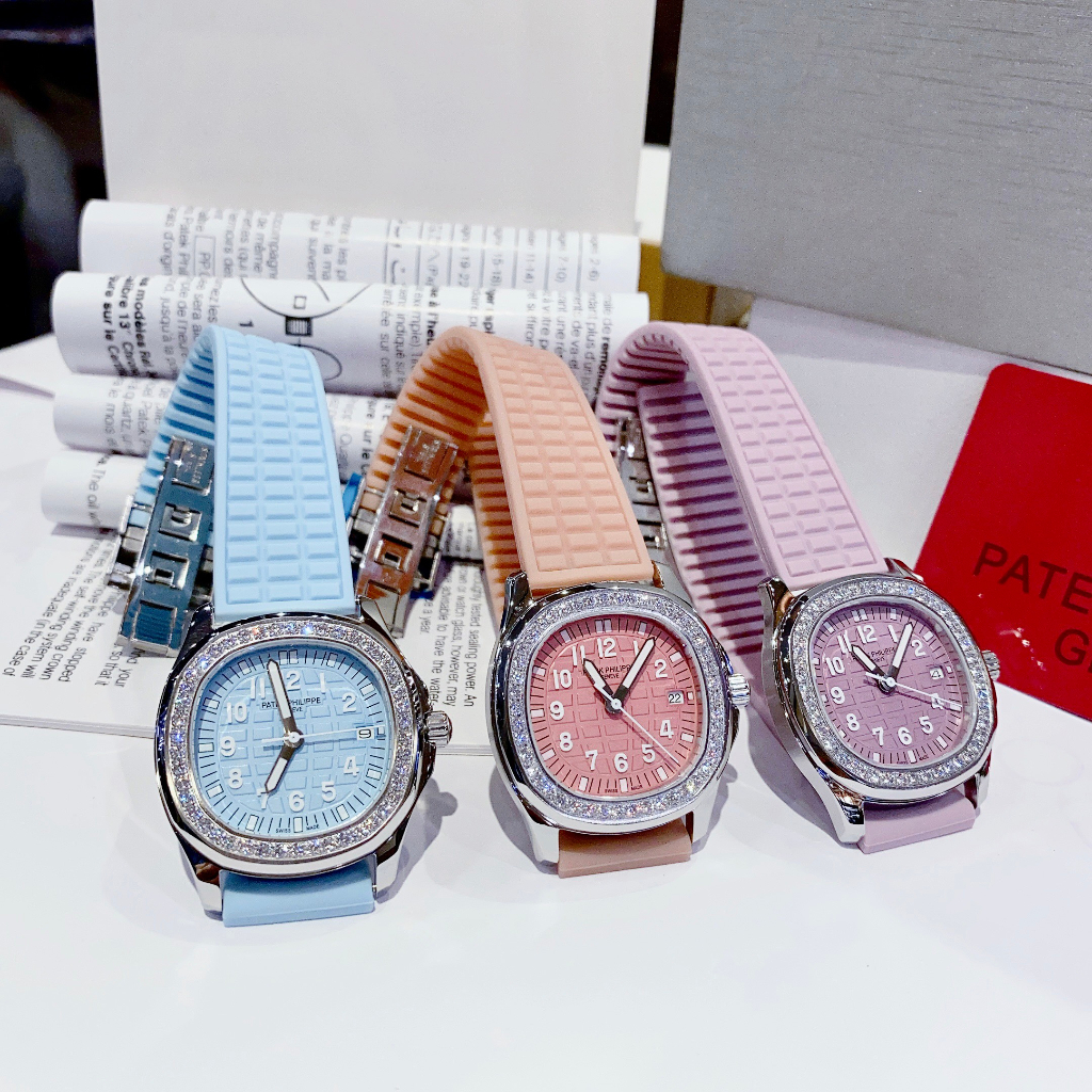 Đồng Hồ Nữ Patek Aquanaut Màu Mới - Dây Cao Su , Máy Pin, Size 34mm