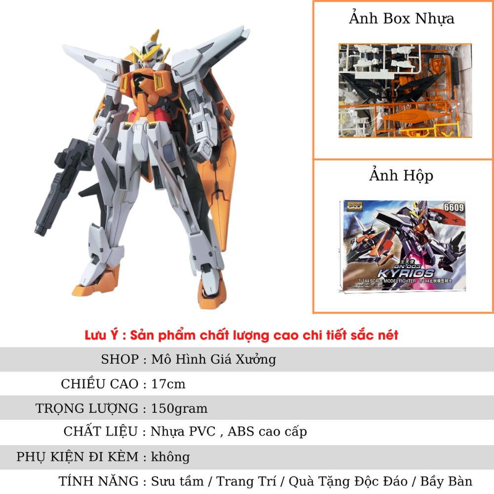 Mô hình Gundam EG 1/144 GN-003 KYRIOS Mã 6609 - cao 17cm - nặng 150gram - Có hộp màu