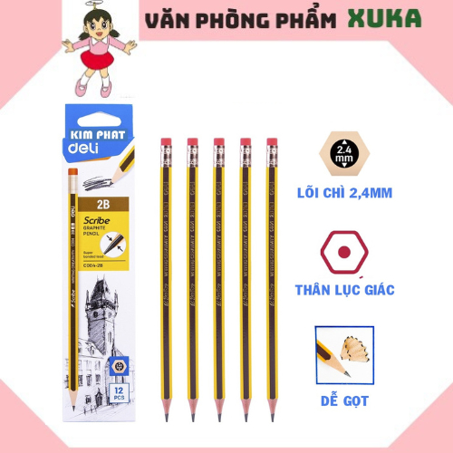 Hộp 12 chiếc bút chì gỗ deli