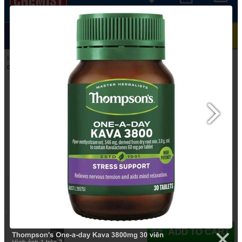 Viên uống Giảm căng thẳng - Thompson's One-A-Day Kava 3800
