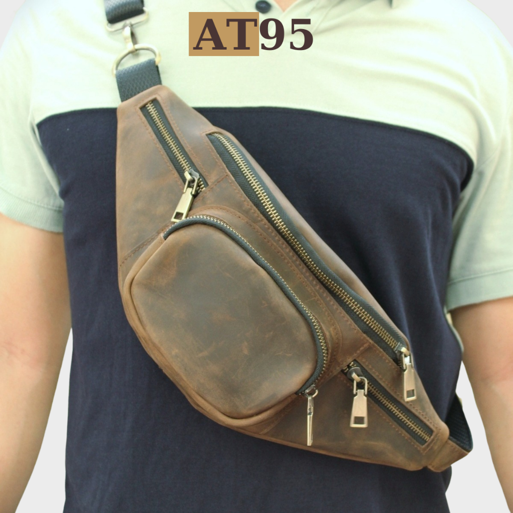 Túi đeo cheo da bò thật 03 da bò sáp cao cấp thương hiệu W