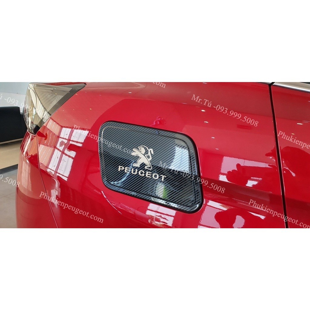 Ốp nắp bình xăng vân cacbon xe Peugeot 3008 All new, 5008,2008