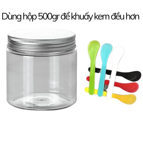 Combo hũ nhựa 500gr kèm thìa trộn kem dưỡng pha kem dưỡng trắng da