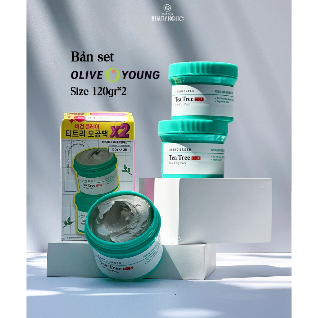 Mặt nạ đất sét thuần chay BRING GREEN TEA TREE CICA PORE CLAY PACK