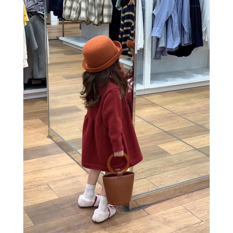 Váy len đỏ bé gái hàng QC❤Co Anh That❤Váy len bé gái size 8-25kg