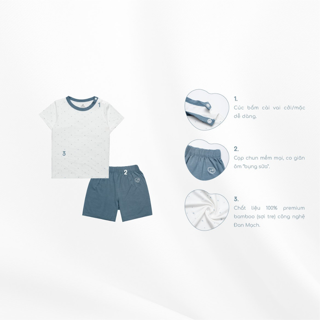 Bộ cộc tay cài vai Bu, Bubaby sợi tre 6m - 4Y