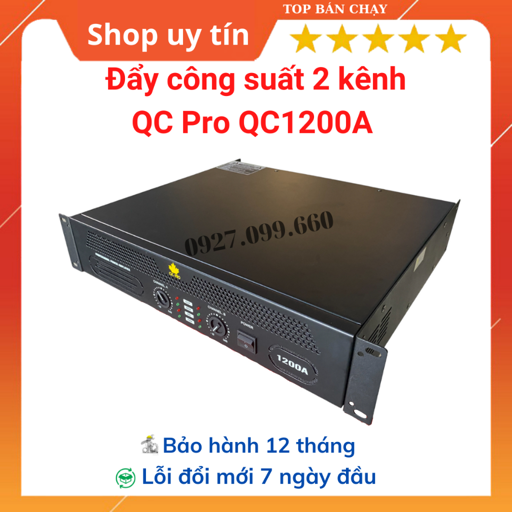 Cục đẩy công suất 2 kênh QC Pro QC 650 Pro 32 sò lớn TOSHIBA và QC Pro QC1200A 24 sò lớn TOSHIBA.Bảo hành 12 tháng