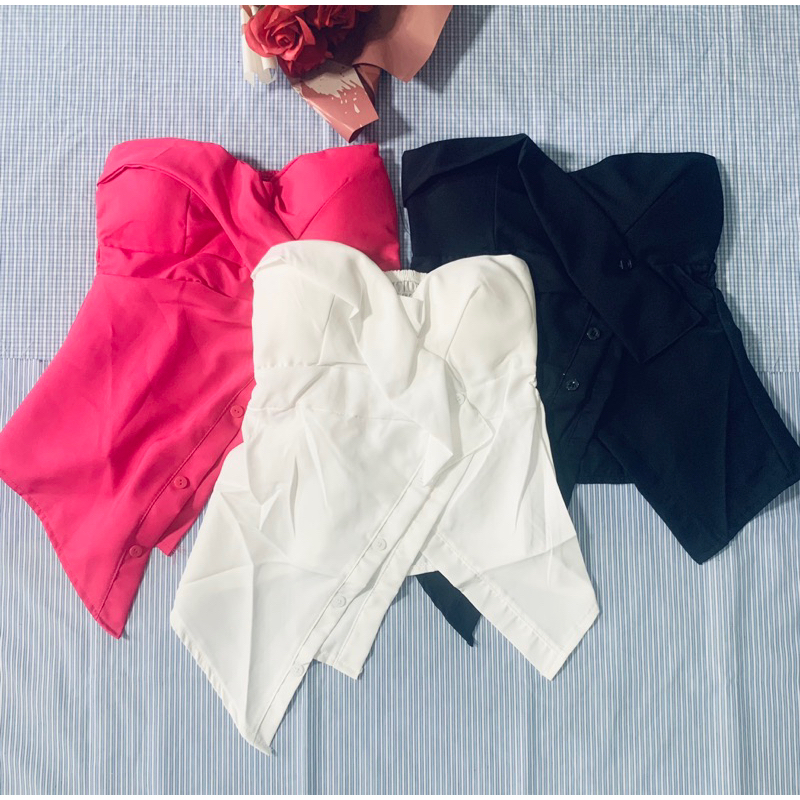 Áo Ống Vạt Chéo Xẻ Nút Có Mút