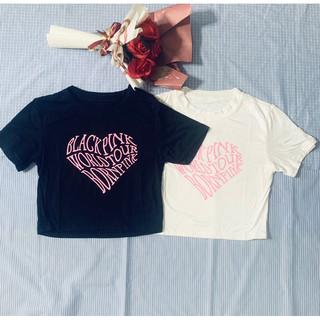(Video thật) Áo Croptop Cổ Tròn In Hình