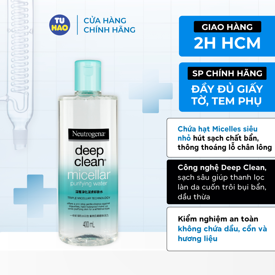 Nước Tẩy Trang Neutrogena Deep Clean Micellar Purifying Water Làm Sạch Da 400ml - Từ Hảo