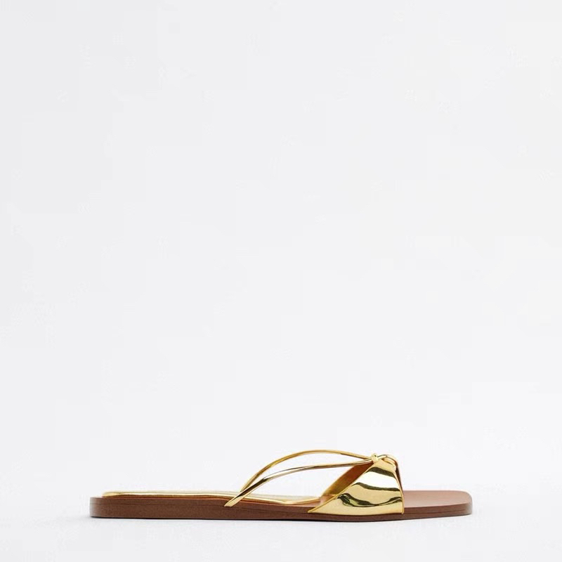 Dép quai zara xuất dư có nút thắt vàng