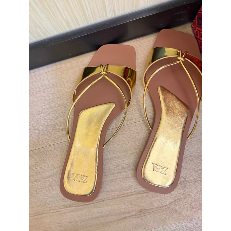 Dép quai zara xuất dư có nút thắt vàng
