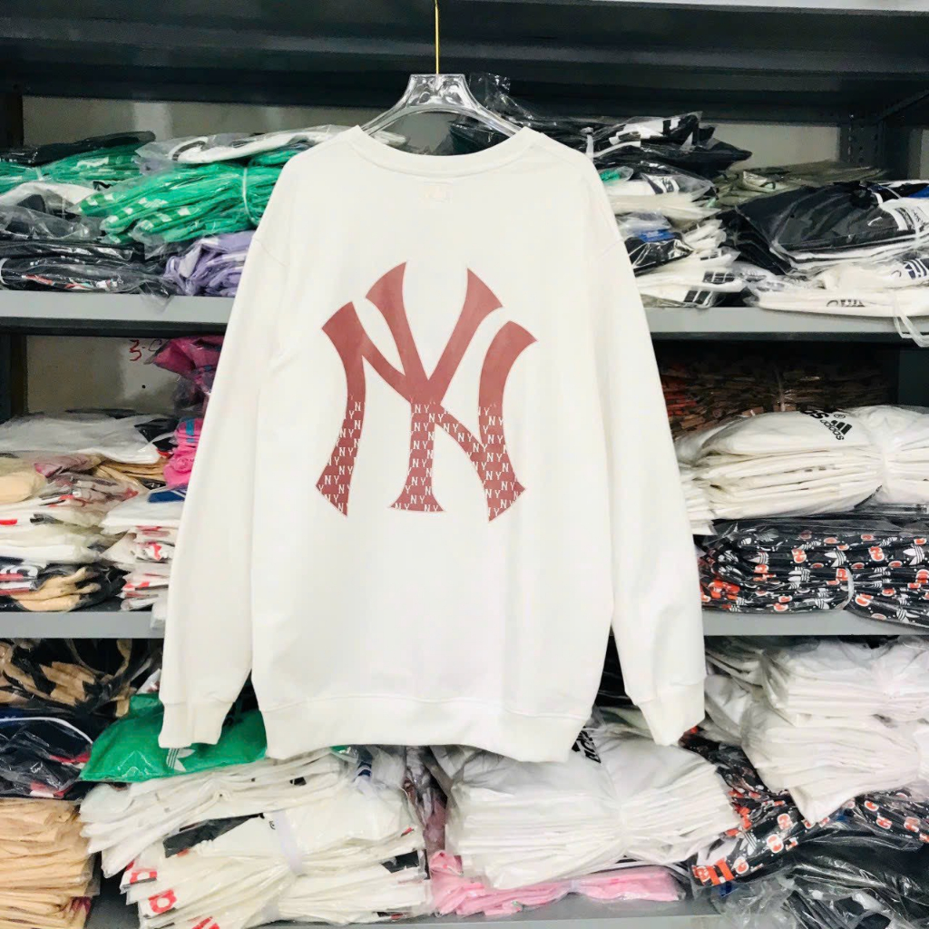 Áo Sweater Nam Nữ Unisex MLB Hàng Xuất Dư Chất Liệu Cao Cấp Thiết Kế Logo NY LA 3 Màu Trắng Đen Xanh Đen