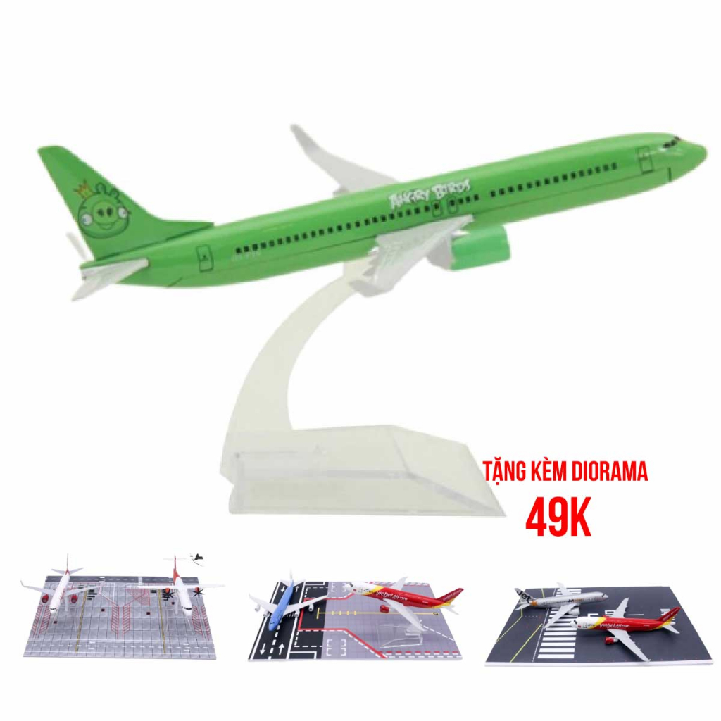 Mô hình máy bay Angry Bird Airlines Green Boeing B737-800 16cm MB16150