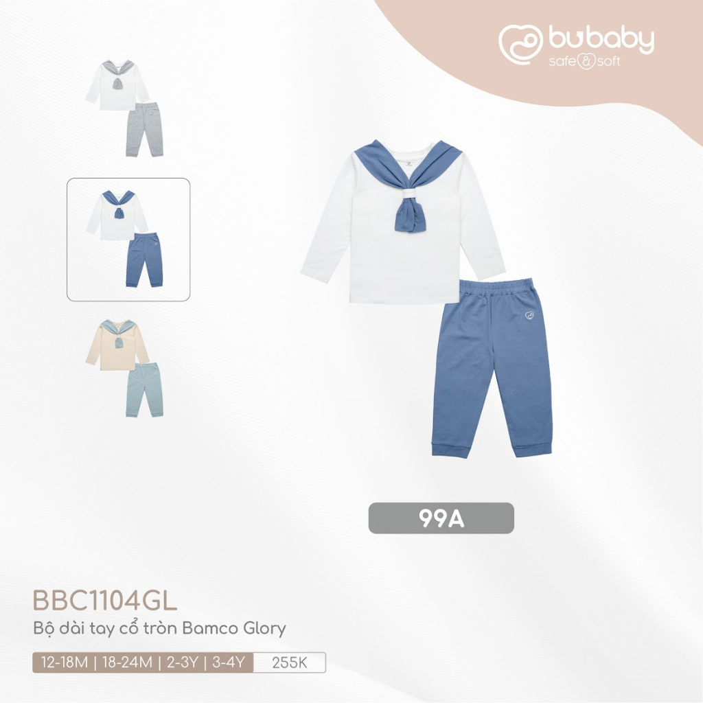 Bộ quần áo dài tay Bamboo Cotton Bu, Bu baby cho bé 6m - 4Y