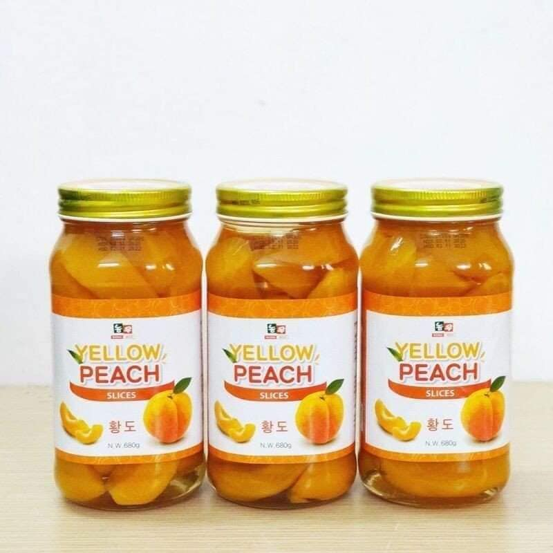 Đào ngâm Hàn Quốc yellow peach hũ 680g date 2025