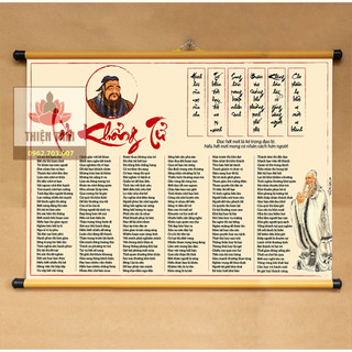 Tranh Lời Khổng Tử treo tường khổ lớn bằng vải phủ bóng cao cấp dày dặn 50x70cm