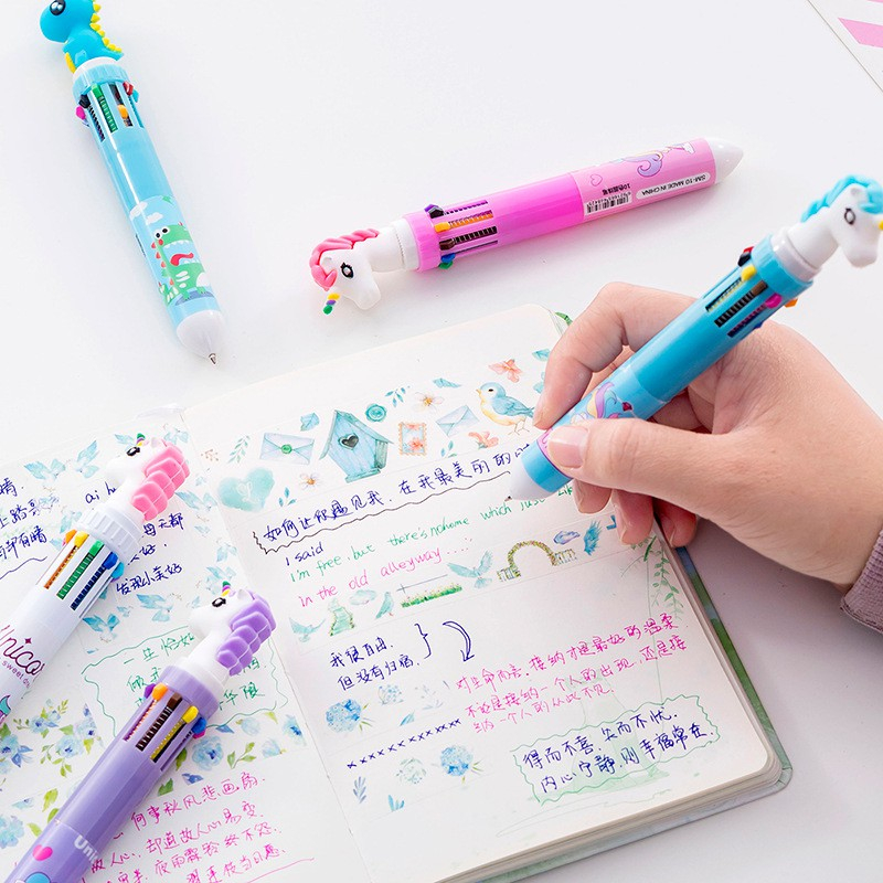 Bút bi 10 màu dễ thương, bút đánh dấu nhiều màu tiện dụng làm quà tặng văn phòng phẩm