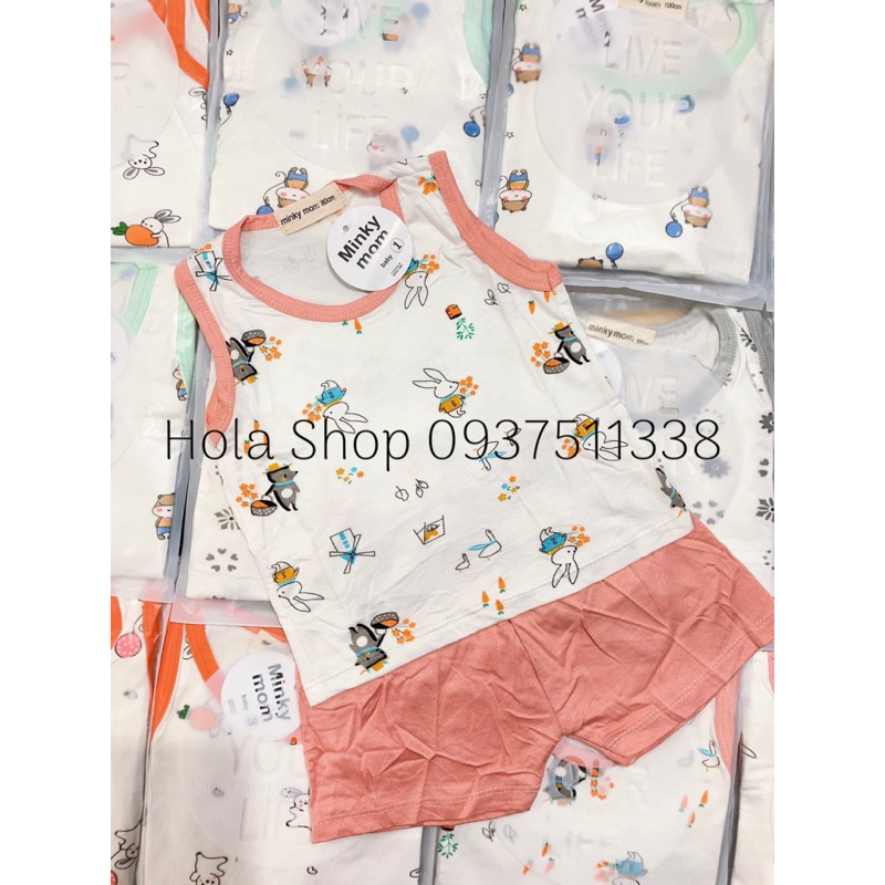 Bộ ba lỗ MINKY MOM hoạ tiết cho bé trai, bé gái từ 7-19kg - TH127
